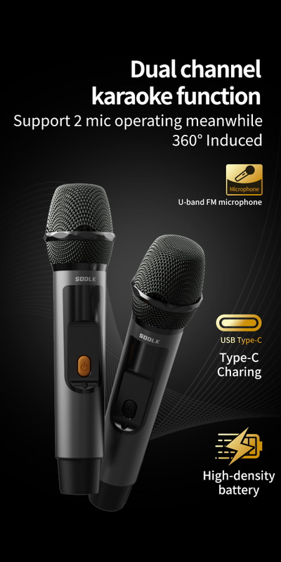 Караоке - система SODLK S1127 Plus 300W BLUETOOTH аккумуляторная с двумя беспроводными микрофонами