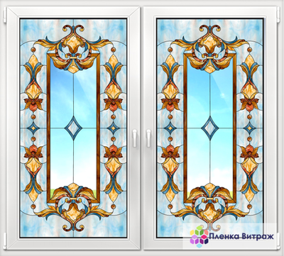 Витражная пленка, витражная пленка самоклеющаяся, пленочный витраж с классическим рисунком