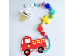 Грызунок из пищевого силикона на держателе ПОЖАРНАЯ МАШИНА