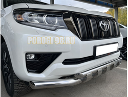 Защита переднего бампера двойная с перемычками d76/60 для Toyota Land Cruiser Prado 150 (2017-)