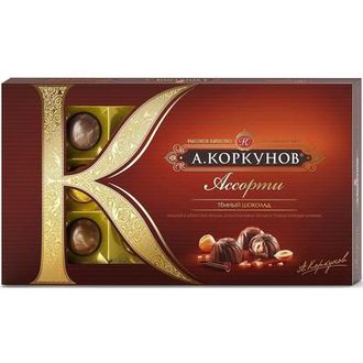 Шоколадные конфеты А.Коркунов ассорти темного шоколада 192 г