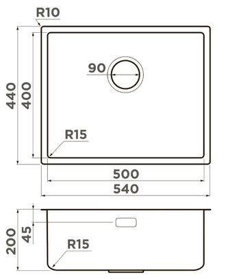 МОЙКА OMOIKIRI TADZAVA 54-U/I ULTRA 15