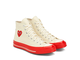 белые высокие кеды Converse Comme des Garcons PLAY с красной подошвой фото