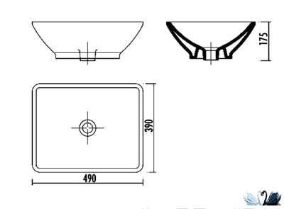 хРаковина Creavit TP140.00000, 50 см, накладная, прямоугольник, белый цвет