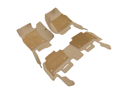 Автомобильные 3D коврики ЭКОНОМ бежевая экокожа с бежевой нитью + ворсовые накладки