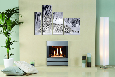 Модульная картина "Белый тигр на снегу"