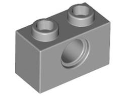 Technic, Brick 1 x 2 with Hole, Light Bluish Gray (3700 / 4211440)