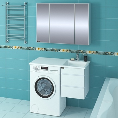 Раковина над стиральной машиной Лидер 100 R с подвесной тумбой Марс 38