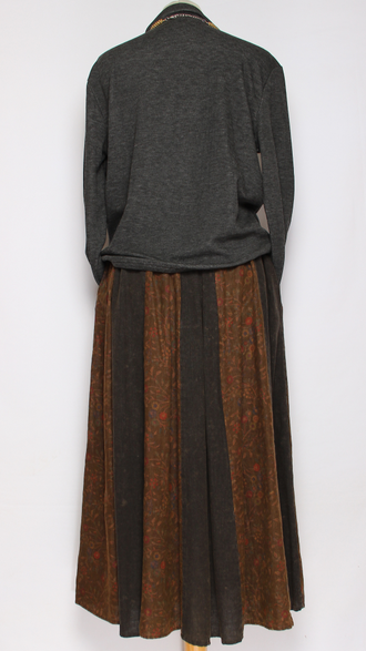 ЮБКА "МНОГО КЛИНЬЕВ" шоколад, оранжевая до р.52