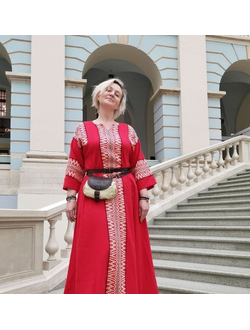 Платье "Красный Рассвет" ручное ткачество