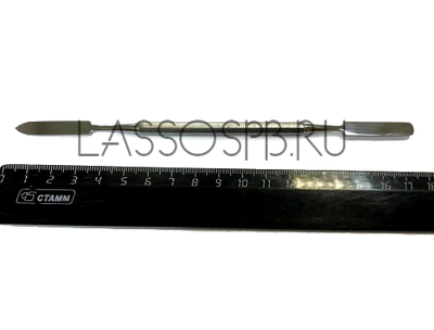 Шпатель двусторонний металлический 17,5 см закругленный/заостренный