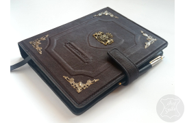 кожаный органайзер с тиснением на обложке, именной ежедневник, ежедневник на заказ