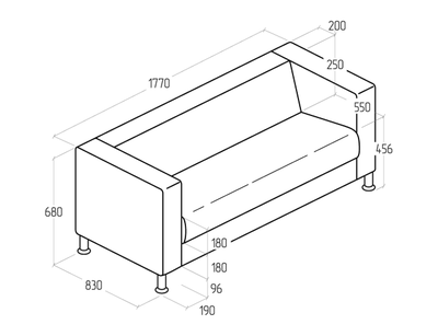 Диван Everprof Wilson трехместный Экокожа Черный