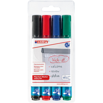 Набор маркеров для флипчартов EDDING 383, 1-5 мм, 4 цвета в ПВХ конверте