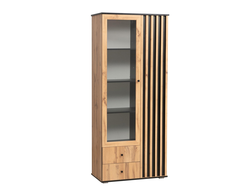 Гостиная ЛИБЕРТИ - Шкаф комбинированный 51.02 (опора 20мм) Дуб Вотан/Черный