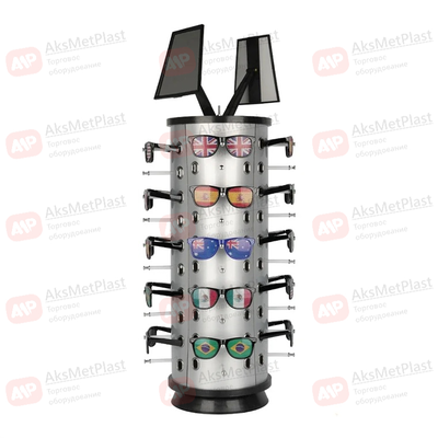 HG739 Стойка для очков настольная на 36 мест, пластиковая, вращающаяся, с зеркалами, без замков h=870 мм