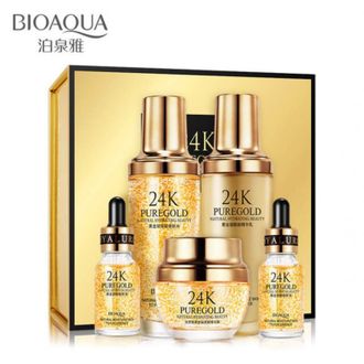 Набор с частицами золота и гиалуроновой кислотой Bioaqua 24K Pure Gold Set оптом