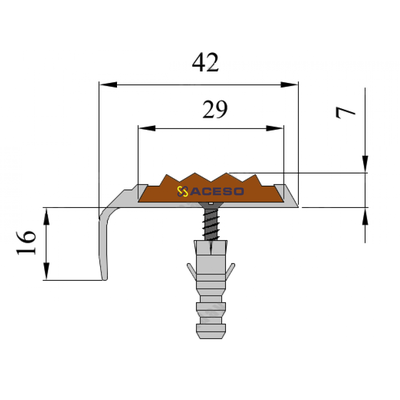 Алюминиевый угол с резиновой вставкой 3000 мм цвет в ассортименте