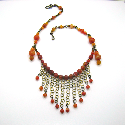 Комплект украшений "Мотивы": бусы и браслет из агата