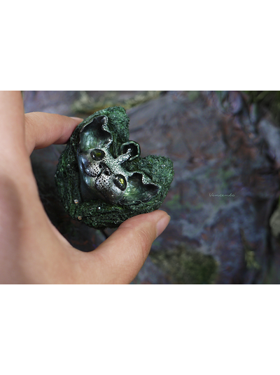 Сказочная брошь "Лесной КотоРог" в виде фэнтезийного кота-единорога из рода Лесных Хранителей