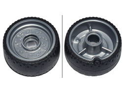 Wheel 24 x 12 with Pin Hole with Molded Black Hard Rubber Tire Pattern, Flat Silver (72206pb01 / 6438086)