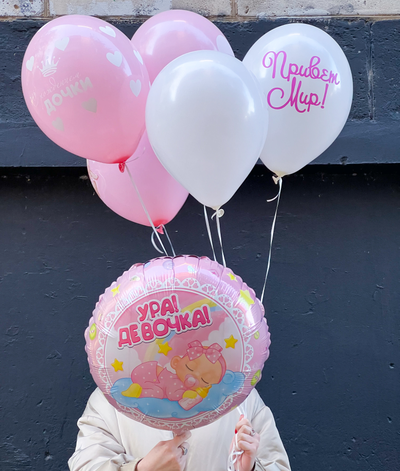 Связка шариков на рождение девочки
