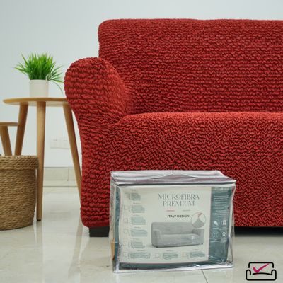 Чехол на 3х местный диван Микрофибра Терракот. Защита мягкой мебели от животных.