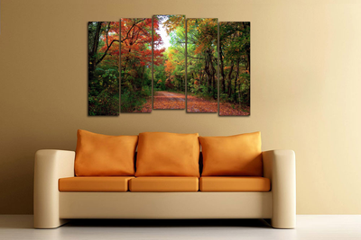 Модульная картина "Дорога в лесу"