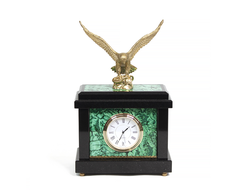 Часы интерьерные из малахита и долерита