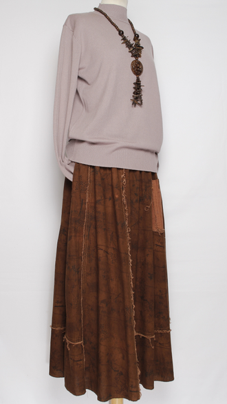 ЮБКА "Веточки винтажная" терракотовая  до р.52