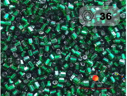 Toho Hexagon 11/0 - 5г - 36 Прозрачный зелёный изумруд с серебряной линией внутри