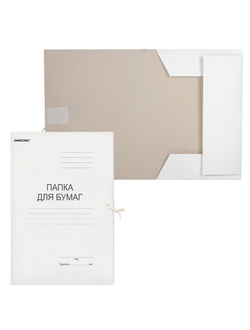 Папка для бумаг с завязками картонная ОФИСМАГ, гарантированная плотность 280 г/м2, до 200 листов, 124569