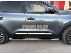 Пороги труба с проступью Папа Тюнинг d76 для Chery Tiggo 4 2024-