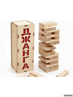 Падающая башня дженга, настольная игра «Люкс», 54 бруска, брусок 7×2.5×1 см (с индивидуальной гравировкой каждого брусочка + нанесение гравировки на коробку)
