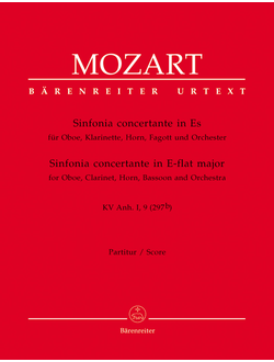 Mozart, Wolfgang Amadeus Sinfonia concertante for Oboe, Clarinet, Horn, Bassoon and Orchestra in E-flat major K. Anh. I,9 (297b)