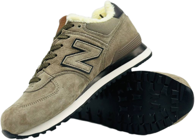 New Balance 574 Olive With Fur с мехом