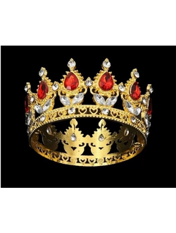 Корона для торта с красн. камнями (золото), 8,2*4,5см