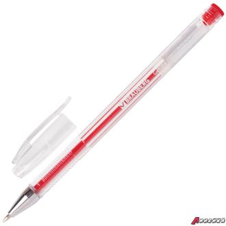Ручка гелевая BRAUBERG «Jet», КРАСНАЯ, корпус прозрачный, узел 0,5 мм, линия письма 0,35 мм. 141020