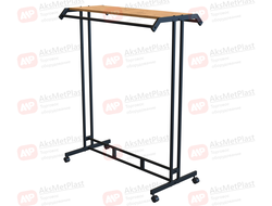 SR008 Вешало двухстороннее напольное для одежды на колесах с полкой цвет: черный