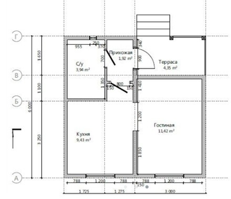 Одноэтажный каркасный дом с одной спальней 23м² (SK44)