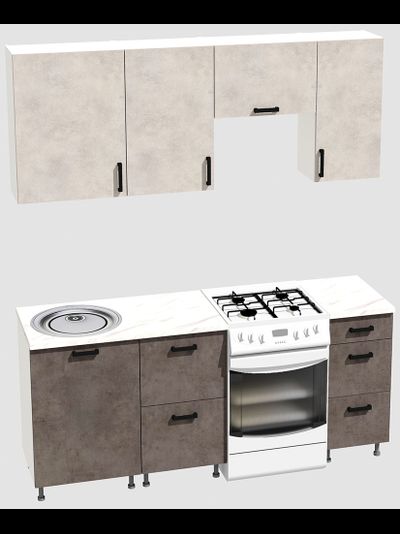Кухня эконом 1,5 метра (600х500х400) Цвет: Цемент светлый/Цемент темный