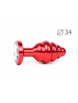 Втулка анальная RED PLUG MEDIUM (красная), L 80 мм D 34 мм, вес 90г, цвет кристалла бесцветный арт. AR-01-M