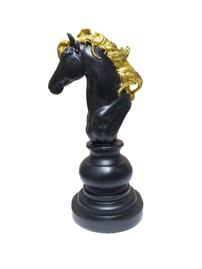 Фигурка декоративная "Шахматный конь", L14 W10,5 H26 см, черный