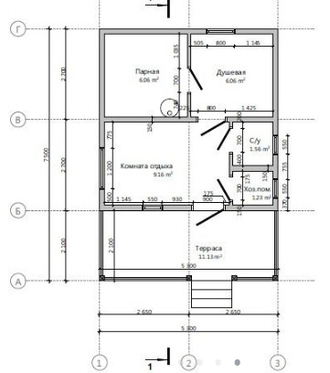 Одноэтажная каркасная баня 29м² (SK54)