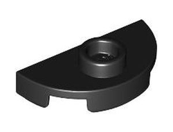 Plate, Round 1 x 2 Half with 1 Stud Jumper, Black (1745 / 6438919)