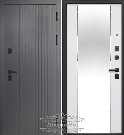 E-Trade. ТАЙГА 105 мм (ТРЕХКОНТУРНАЯ). САТИН ГРАФИТ/ ЭМАЛИТ БЕЛЫЙ-ЗЕРКАЛО С ФАЦЕТОМ