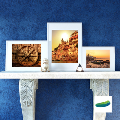 Три постера «Город света. Варанаси», «Закат. Варанаси» и «Колесо времени» из коллекции «Дивные города».