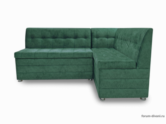 Кухонный Угловой диван "ФОРУМ-5МН" Стандартный велюр Зеленый, правый