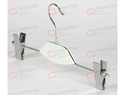 AM030W (SHL030W) Вешалка металлическая с зажимами для брюк и юбок с деревянной вставкой цвет: белый