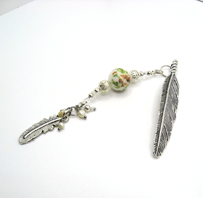 Закладка для книг "Ангельский сад" с бусиной Тенша и речным жемчугом